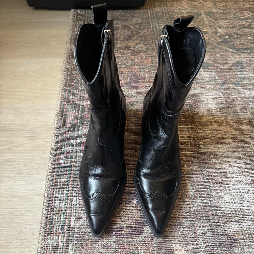 Zara Black witch Western Heeled Boots - Picture 3 of 8